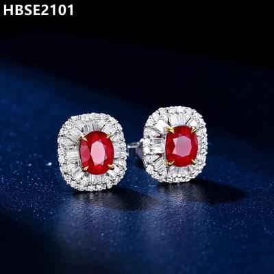 China High Quality Ruby Earring Jewelry Sterling Silver High Quality Ruby New Earrings Earrings for sale