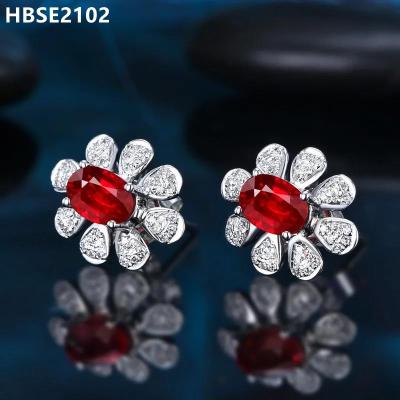 China Hot Selling Women's High Quality Silver Earrings Jewelry Sterling Silver Ruby Earrings Jewelry for sale