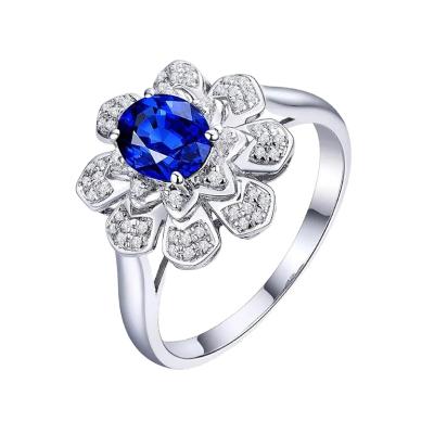 China Hot Selling High Quality Engagement Ring With Sapphire Stones For Women Jewelry For Women Rings Gemstone for sale