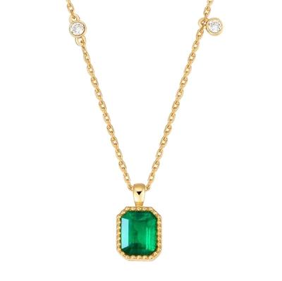 China High Quality Jewelry Emerald Rectangular Pendant High Quality Emerald Rectangular Design Party Pendant simple luxury high quality for sale