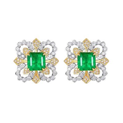 China Hot Selling Luxury Style Emerald Earrings For Women Silvery New Design High Quality for sale