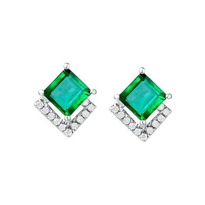 China 2021 Factory Wholesale Newest High Quality Design Girl Simple Fashion Emerald Earrings Simple Fashion Emerald Earrings for sale