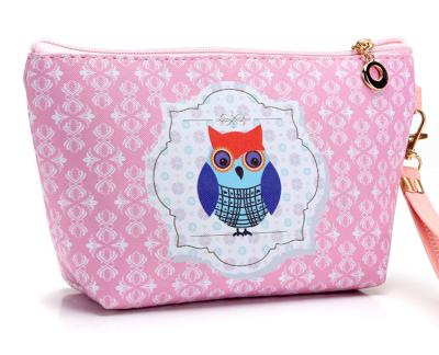 China Cartoon Owl Bag Sailing Boat Fashion Personalized Handbag Cosmetic Bag Digital Print Make Up Bag for sale