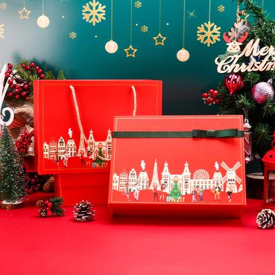 China Disposable Customized Paper Christmas Grade Food Bread Cake Box With Window Christmas Tree Box for sale