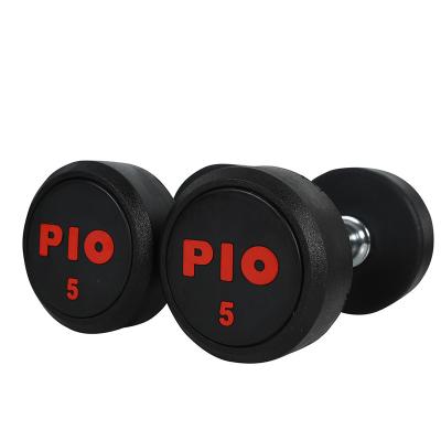 China PIO Training Rubber Coated Dumbbell Weightlifting Fitness Dumbbell Gym Fitness Logo or PVC Customer Logo for sale