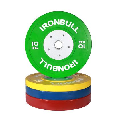 China Weightlifting popular unisex gym colorful 10kg-25kg rubber+cast iron gym weight plate for sale