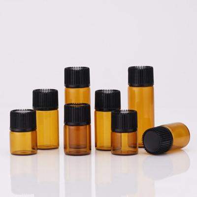 China Factory Customized Refined Oil 2ml Personal Care Amber Glass Bottle 3ml Mini Clear Sample Glass Vial for sale