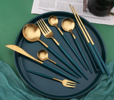 China Stainless Steel Cutlery Flatware Set with Peacock Blue Color New Arrival NC099 for sale