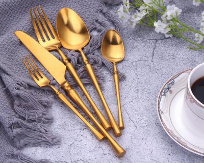 China High-grade Stainless Steel Cutlery Set Banquet Tableware Hotel Flatware Matte Gold for sale