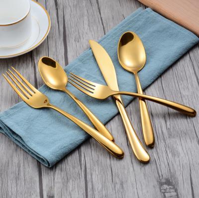 China China Supplier Stainless Steel Flatware Set Kitchen Cutlery Dinner Knife Fork Spoon With Gold Color for sale