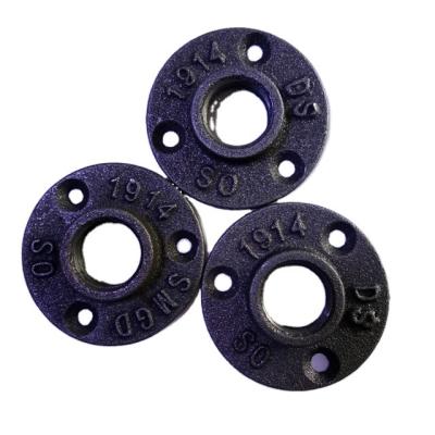 China Plumbing Raw Pipe Furniture 3 /4 Inch Black Color Surface Treatment Malleable Iron 3 Hole Floor Flange for sale