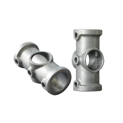 China Safety railings; line-by-line scrolling; fencing aluminum head flange 2 socket cross pipe fittings long stitch tube flange fittings for sale