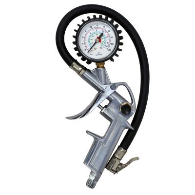 China Tire Inflating Gun Tire Inflator DG-10Y with Pressure Gauge - 220 PSI with Large Gauge Dial Flexible Rubber Hose for Automobiles Bikes for sale