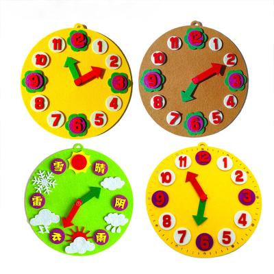 China Eco-Friendly Material Graphics Time Clock Teaching Educational Felt Toys DIY Teaching Aid Children's Educational Toys Felt Clock Teaching Toy for sale