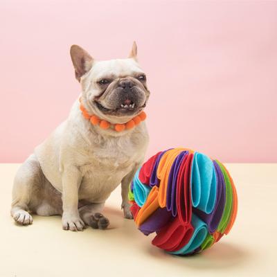 China Viable Sniffle Dog Toys Custom Felt New Interactive Collapsible Sniff Ball Feeding Food For Nosework Hiding Dogs Play Mental Game for sale