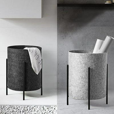 China Household Goods Bathroom Clothing Storage Basket Traditional High Volume Nordic Sundries Felt Storage Barrel for sale