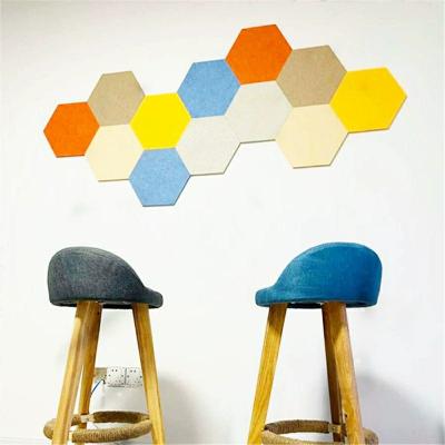 China Beautiful Creative Hexagonal Felt Photo Wall Society Wall Decoration Classroom Layout Display Cultural Wall Felt Sheet Felt Message Board for sale