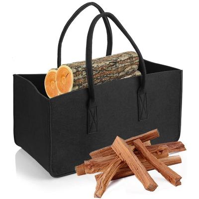 China Large Capacity Factory Price Eco-friendly Laundry Basket Bag Durable Wool Felt Shopping Bag Felt Firewood Basket for sale