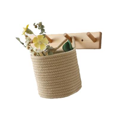 China Sustainable Hanging Cotton Rope Storage Basket For Toys Snacks Cosmetics Sundries Cotton Rope Storage Basket for sale