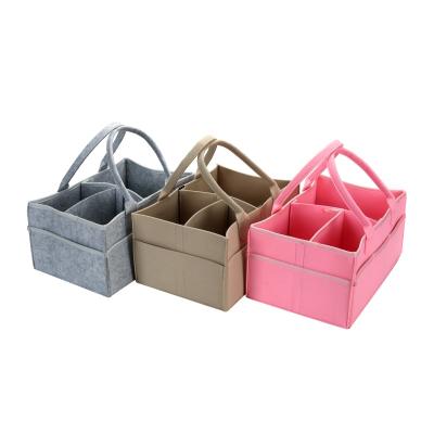 China Collapsible Folding Baby Felt Diaper Storage Basket Felt Car Storage Basket Baby Storage Box for sale