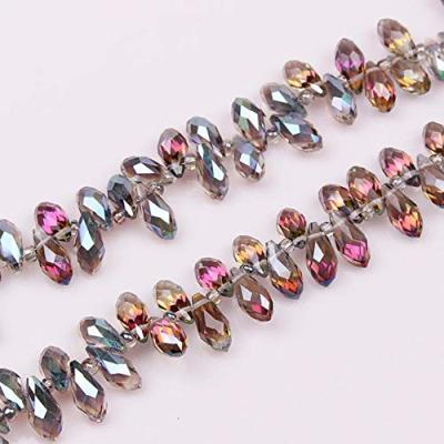 China Jewerly Clear Oval Faceted Crystal Beads Briolette Teardrop Beads Transparent Glass Water Drop Beads for sale