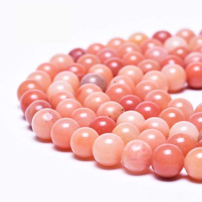 China Natural Peach Rose Pink Jade Stone Decoration Beads For Jewelry Making Round Spacer Loose Beads for sale