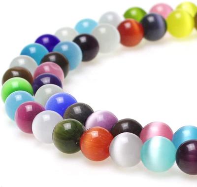 China Beads Strand 4mm Colorful Cat Eye Beads Beautiful Stone Beads Jewelry Making for sale