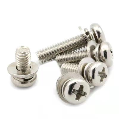 China Stainless Steel GB9074.4 M2.5 12mm Round Cheap Wholesale Cross Pan Quality Screw Head Combination for sale