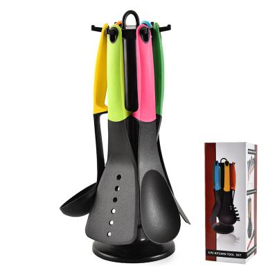 China 6 Pieces Sustainable Cooking Tools Nylon Kitchen Utensils Set With Rack Valentine Business For Sale for sale