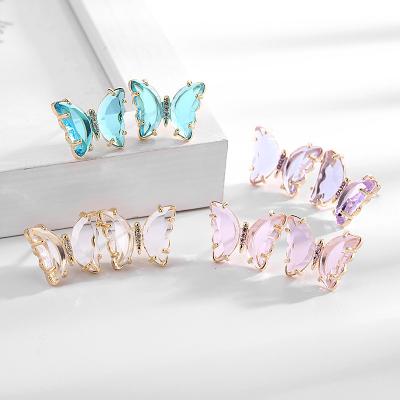 China FASHIONABLE Women Fashion Design Shining Colorful Transparent Butterfly Earrings for sale