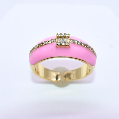 China Brand TRENDY Multi Rainbow Fashion Color Cubic Zirconia Stacking Neon Enamel Adjustable Rings For Women for sale