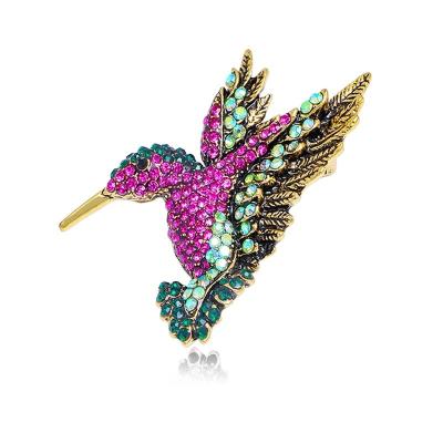 China Daily life the latest luxury rhinestone brooch hummingbird brooch European and American high-end ladies brooch for sale