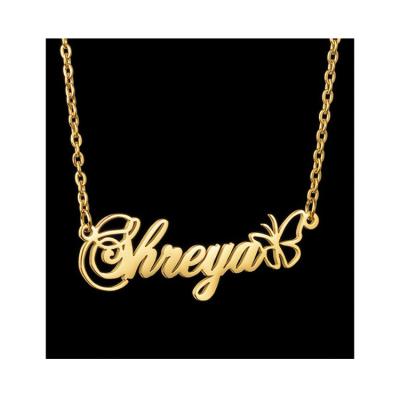 China FASHIONABLE Design Jewelry Luxurious Chain Personalized Name Initials To Outline Butterfly Embellished Titanium Steel Necklace Custom Made for sale