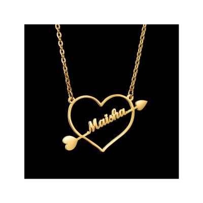 China FASHIONABLE DIY Latest Arrow One By Couples Creative Titanium Steel Jewelry Heart Pattern Stainless Steel Custom Name Necklace for sale