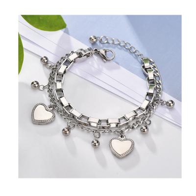 China High quality heart-shaped border jewelry peach heart lettering bracelet fashion bracelet diy women TRENDY two for sale