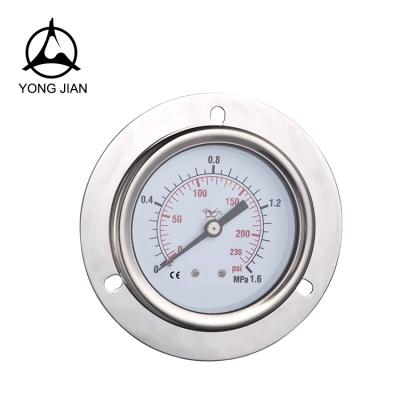 China Stable Pressure Gauge With Flange YJC-A-09 SS Dial Case Air Plastic Pressure Gauge Price for sale