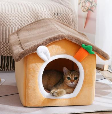 China Hot Sales Cute Breathable House Shaped Detachable And Washable Pet Rooms Furniture Large Cushion Luxury Dog Cat Tent Pet Bed for sale