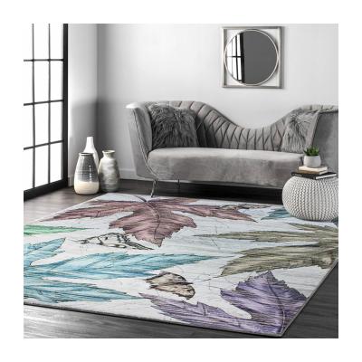 China Floral Design Washable Digital Printed Rug For Living Room Anti Slip Backing Custom Design Rugs Blankets Alfombra for sale