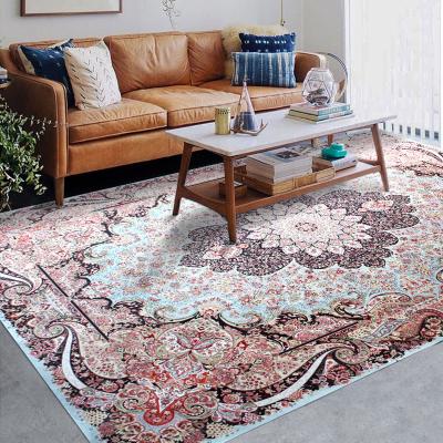 China Custom 3D Persian Style Digital Printed Washable Crystal Velvet Room Rug Carpets Soft For Living Room Floor for sale