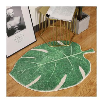 China Hot Sale Modern Shaggy Rug Leaf Shape Fluffy Rugs And Blankets Washable For Living Room Dining Room for sale