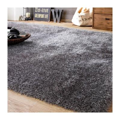 China Customized Solid Color and Silk Elastic Blankets Antimicrobial Floor Shaggy Carpets Soft Fluffy for Living Room Blankets for sale