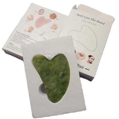 China Face Lift Heart Shape Green Xiu Jade Gua Sha Sha Anti Aging For Body Massage for sale