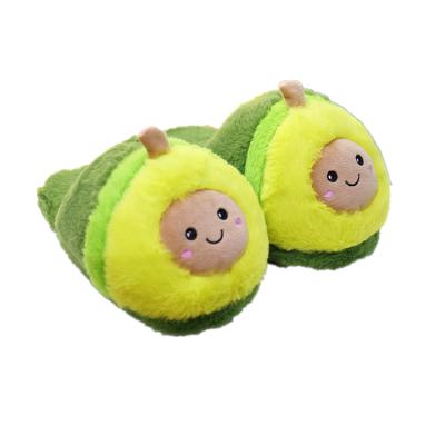 China CUSHIONING Cute Fluffy Animal Plush Avocado Slippers Bedroom Indoor Slippers Fuzzy Winter Warm Slippers Cartoon for sale