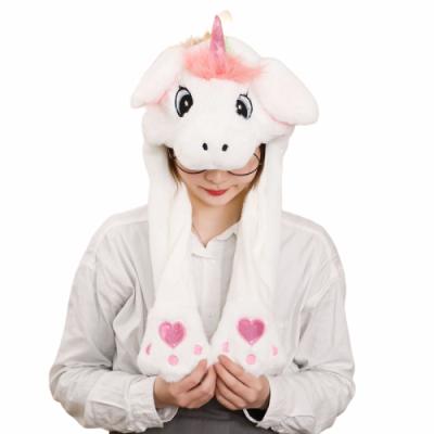 China 2020 Korea Kawaii Rabbit Eco-friendly Soft Plush Material Funny Unicorn Ears Moving Ear Rabbit Pinch Hat for sale