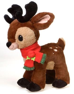 China 2020 New x Customized Eco-friendly Material Man Christmas Reindeer Toy Plush Beige With Red And Green Scarf For Kids Xmas Gift for sale