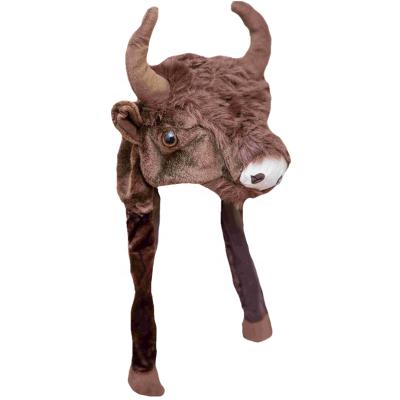 China Customized Winter Plush Animal Soft Hats Plush Cow / JOINT Antelope Hat For Winter for sale