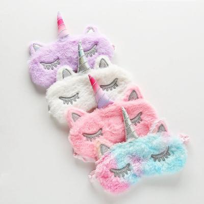 China Pink Blindfolded Unicorn Sleep Mask Promotion Gift Plush Eco-friendly Material Eye Cover for sale