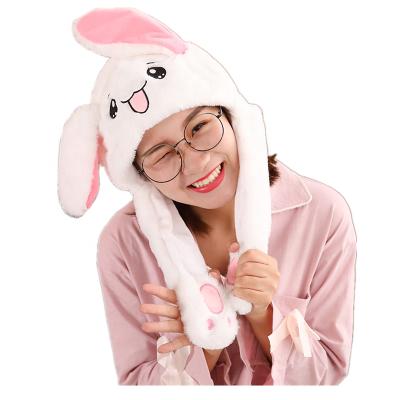 China Wholesale Cheap Animal Rabbit Head Plush Korea Animal Shaped Hat Hats Eco-friendly Material With Movable Ears for sale