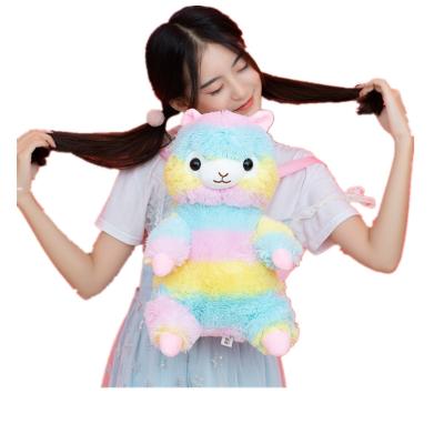 China High Quality Eco-friendly Material Plush Llama Alpacas Backpack School Bag Plush Fluffy Backpack For Girls Kids Birthday Gift for sale