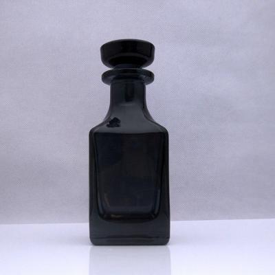 China Hot Sale 150ml Personal Care Square Black Gray Matte Perfume Decanter Glass Display Bottle for sale